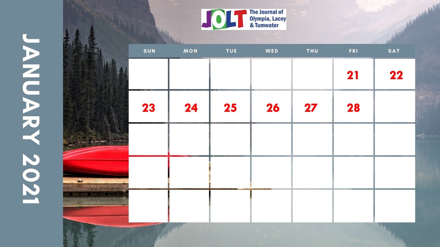 The JOLT Calendar Dates for upcoming week events